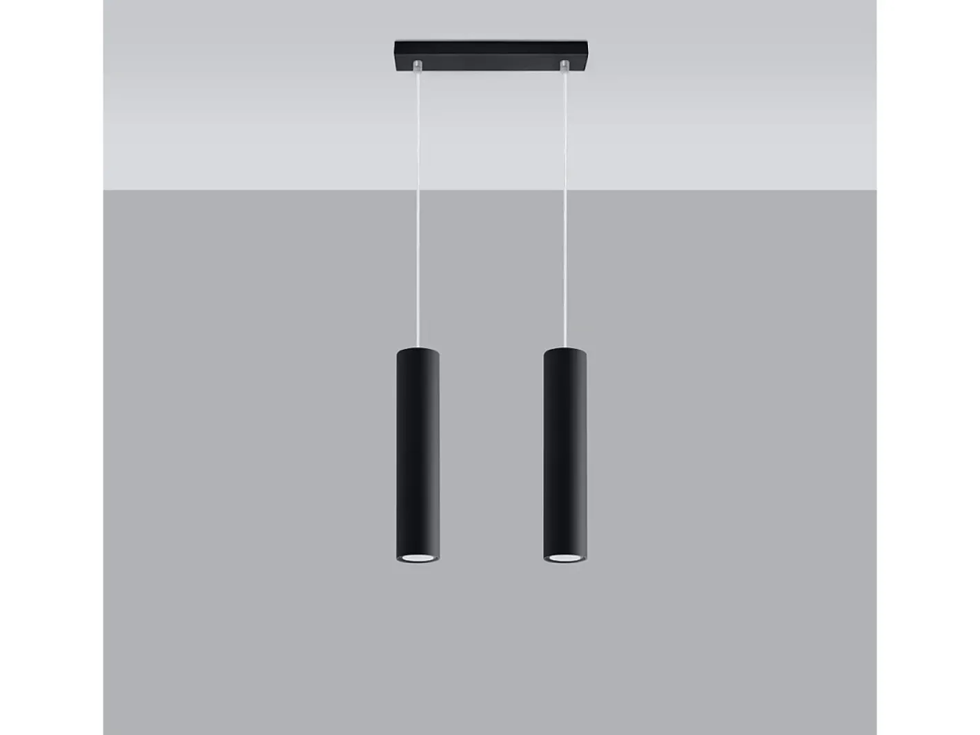 Sollux Lighting Lámpara Suspendida-Lámparas colgantes Toris moderno de acero - 2 fuentes luminosas 3000K - L.30 x A.90 cm - Negro