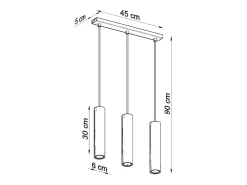 Sollux Lighting Lámpara Suspendida-Lámparas colgantes Toris moderno de acero - 3 fuentes luminosas 4000K - L.45 x A.90 cm - Negro
