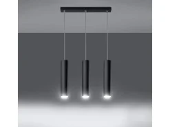 Sollux Lighting Lámpara Suspendida-Lámparas colgantes Toris moderno de acero - 3 fuentes luminosas 4000K - L.45 x A.90 cm - Negro