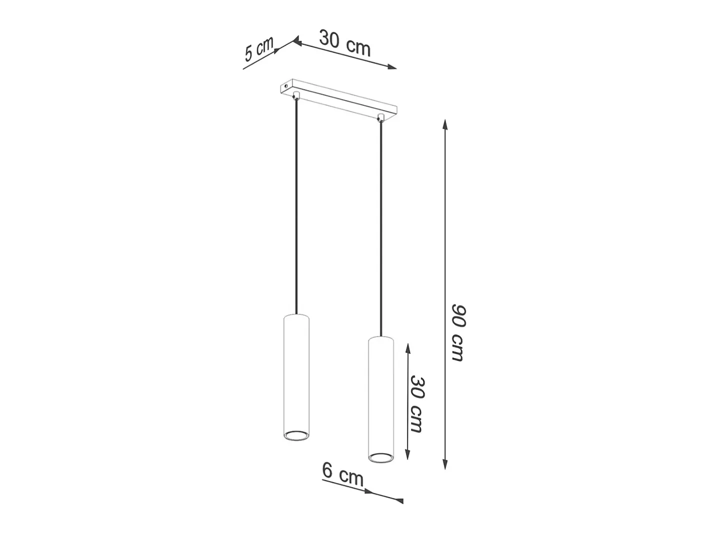 Sollux Lighting Lámpara Suspendida-Lámparas colgantes Toris moderno de acero - 2 fuentes luminosas 3000K - L.30 x A.90 cm - brillo Dorado