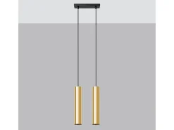 Sollux Lighting Lámpara Suspendida-Lámparas colgantes Toris moderno de acero - 2 fuentes luminosas 3000K - L.30 x A.90 cm - brillo Dorado