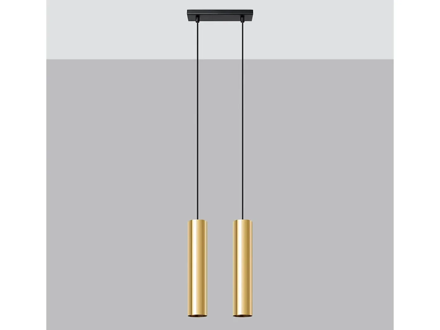 Sollux Lighting Lámpara Suspendida-Lámparas colgantes Toris moderno de acero - 2 fuentes luminosas 3000K - L.30 x A.90 cm - brillo Dorado