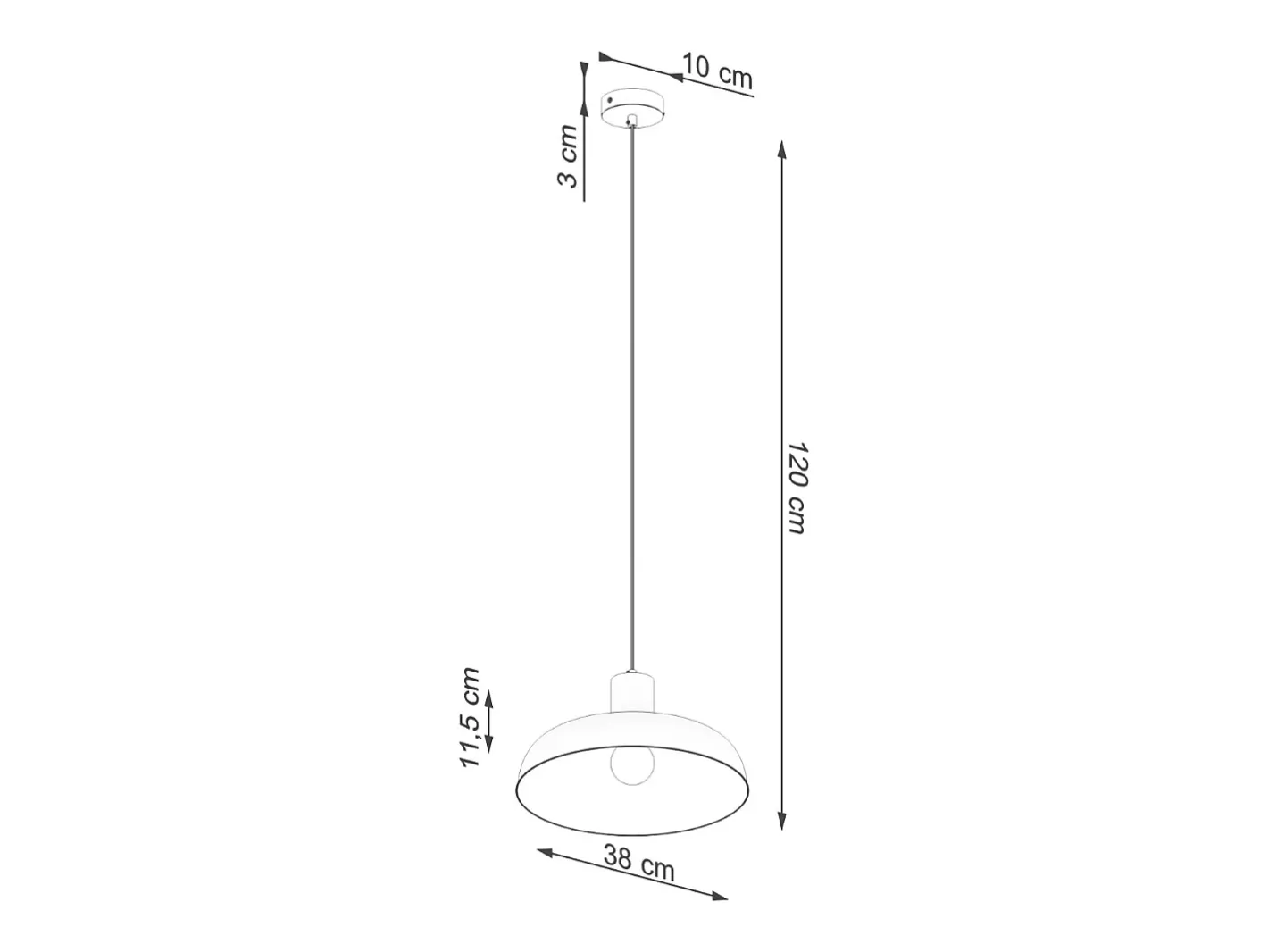 Online Sollux Lighting Lámparas colgantes Velture escandinavo de acero - 1 fuentes luminosas 3000K - L.38 x A.120 cm - Blanco