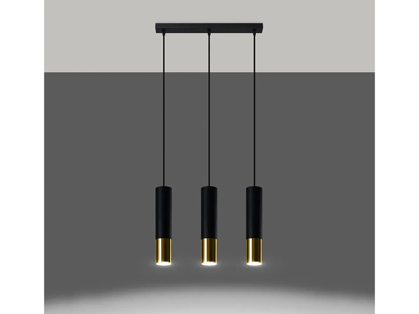 Sollux Lighting Lámpara Suspendida-Lámparas colgantes Zarpex moderno de acero - 3 fuentes luminosas 4000K - L.45 x A.90 cm - oro Negro