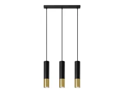 Sollux Lighting Lámpara Suspendida-Lámparas colgantes Zarpex moderno de acero - 3 fuentes luminosas 4000K - L.45 x A.90 cm - oro Negro