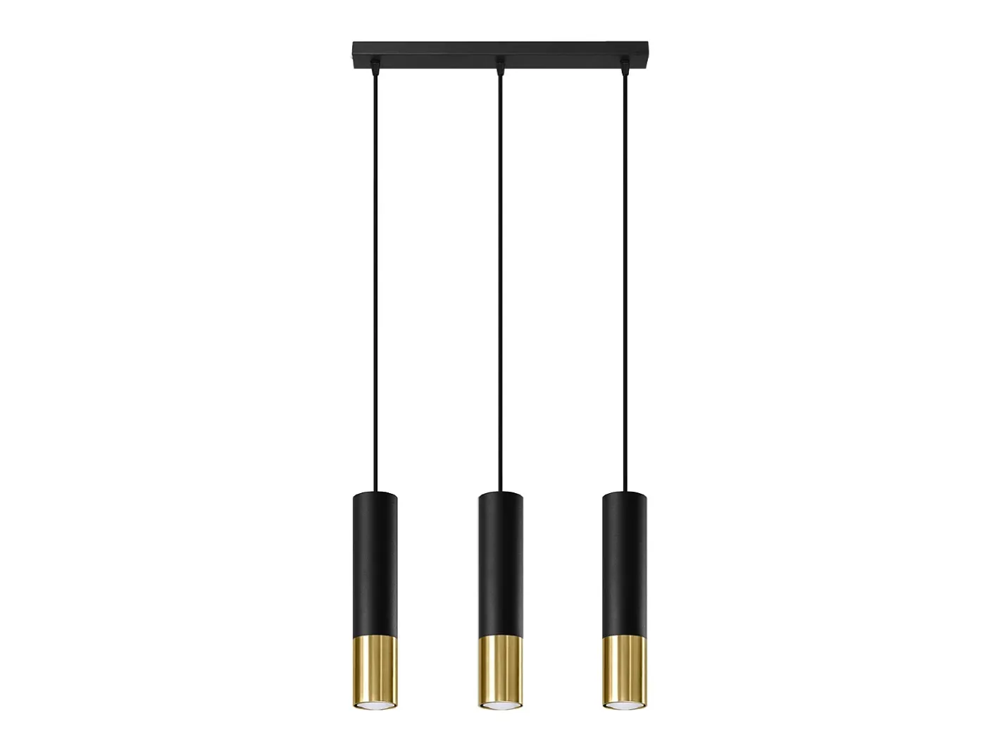Sollux Lighting Lámpara Suspendida-Lámparas colgantes Zarpex moderno de acero - 3 fuentes luminosas 4000K - L.45 x A.90 cm - oro Negro