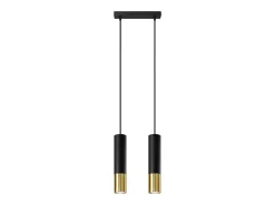 Sollux Lighting Lámpara Suspendida-Lámparas colgantes Zarpex moderno de acero - 2 fuentes luminosas 4000K - L.30 x A.90 cm - oro Negro
