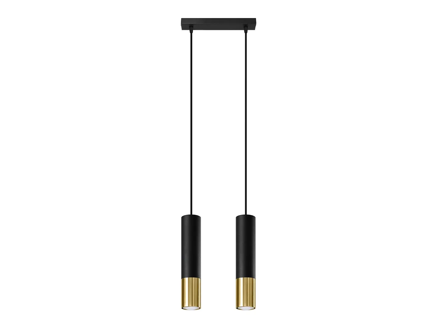 Sollux Lighting Lámpara Suspendida-Lámparas colgantes Zarpex moderno de acero - 2 fuentes luminosas 4000K - L.30 x A.90 cm - oro Negro