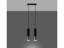 Sollux Lighting Lámpara Suspendida-Lámparas colgantes Zarpex moderno de acero - 2 fuentes luminosas 4000K - L.30 x A.90 cm - oro Negro