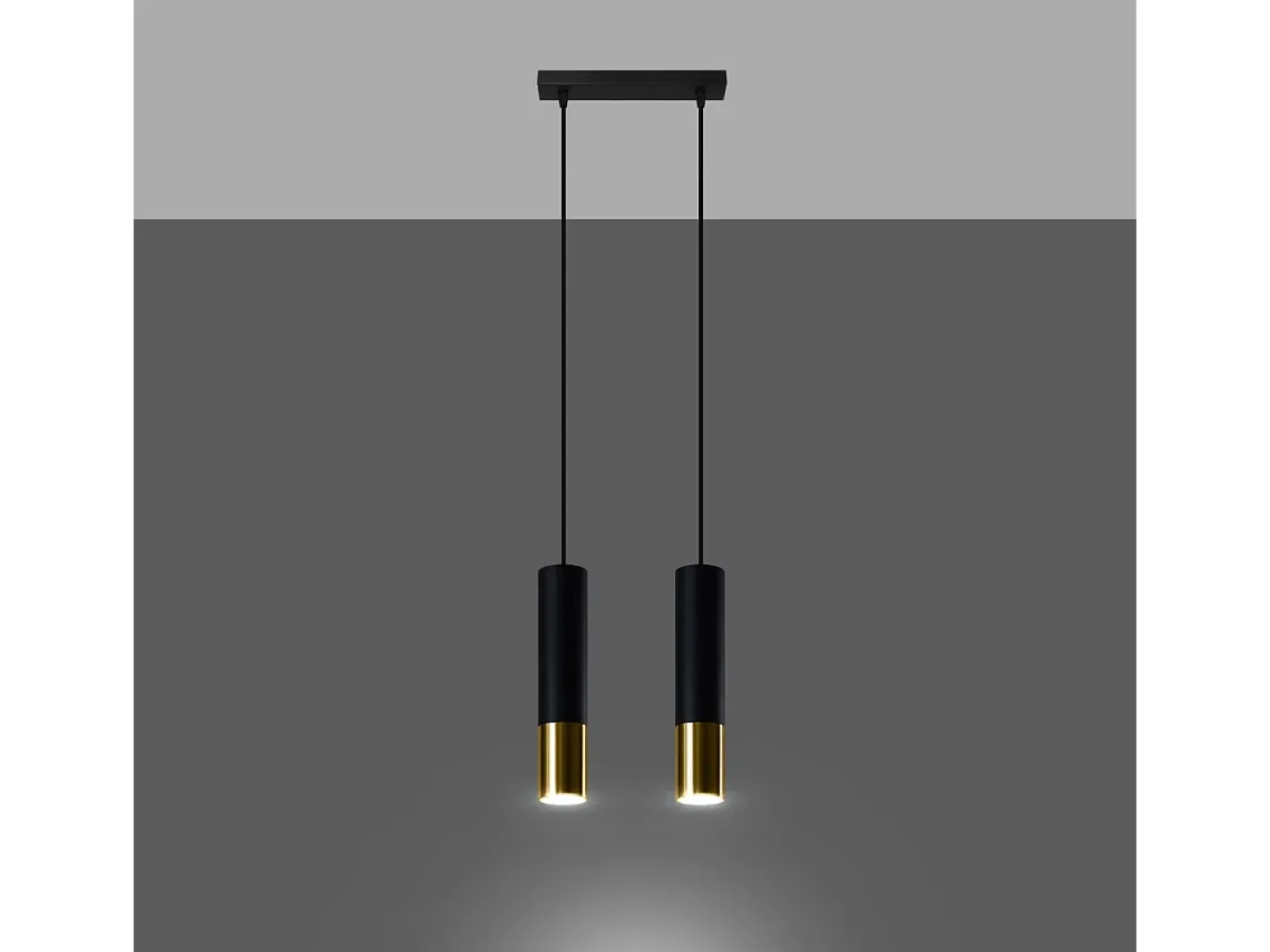 Sollux Lighting Lámpara Suspendida-Lámparas colgantes Zarpex moderno de acero - 2 fuentes luminosas 4000K - L.30 x A.90 cm - oro Negro