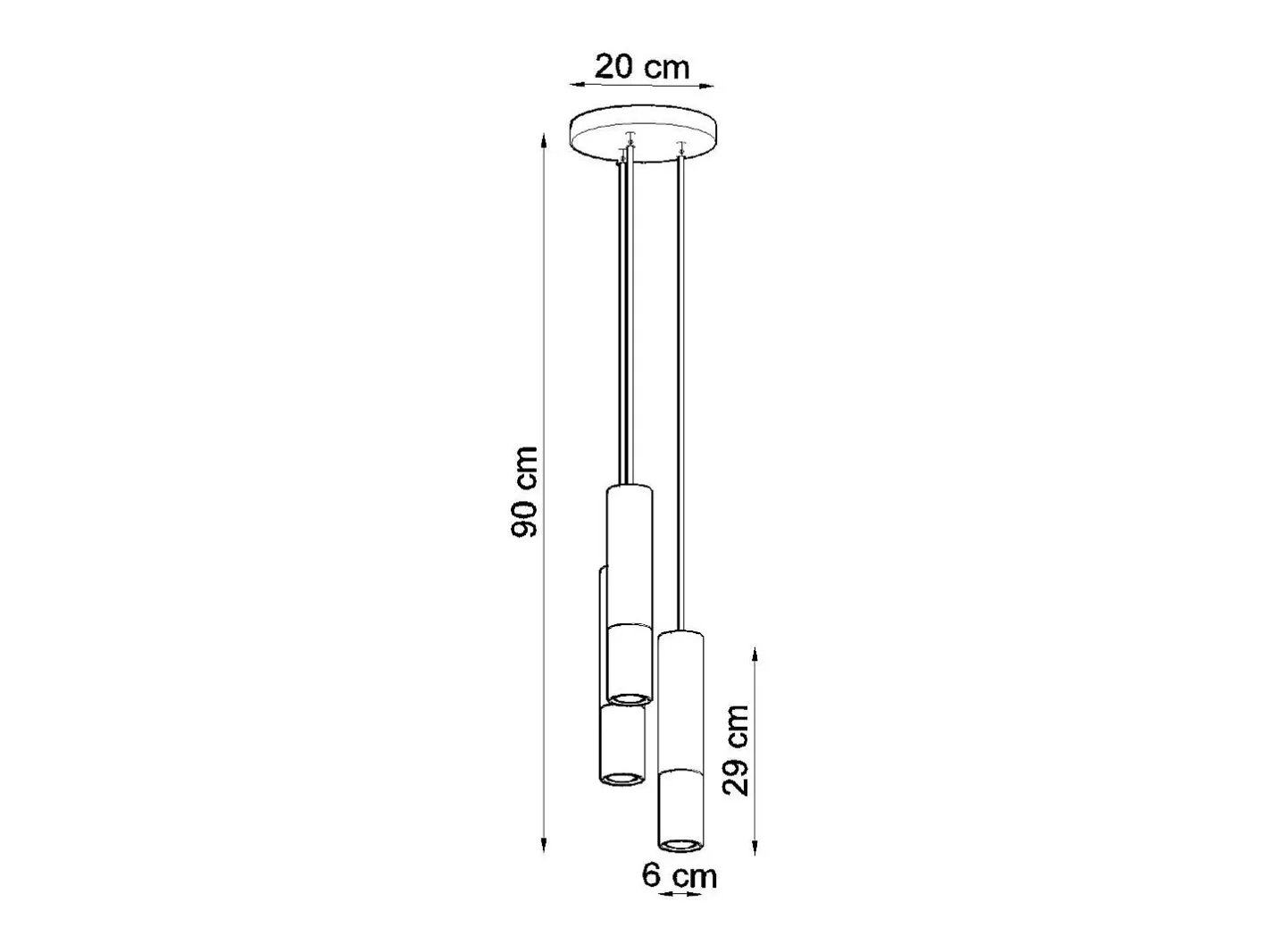Best Sollux Lighting Lámparas colgantes Zarpex moderno de acero - 3 fuentes luminosas 4000K - L.20 x A.90 cm - /cromo Negro