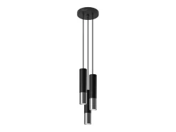 Best Sollux Lighting Lámparas colgantes Zarpex moderno de acero - 3 fuentes luminosas 4000K - L.20 x A.90 cm - /cromo Negro