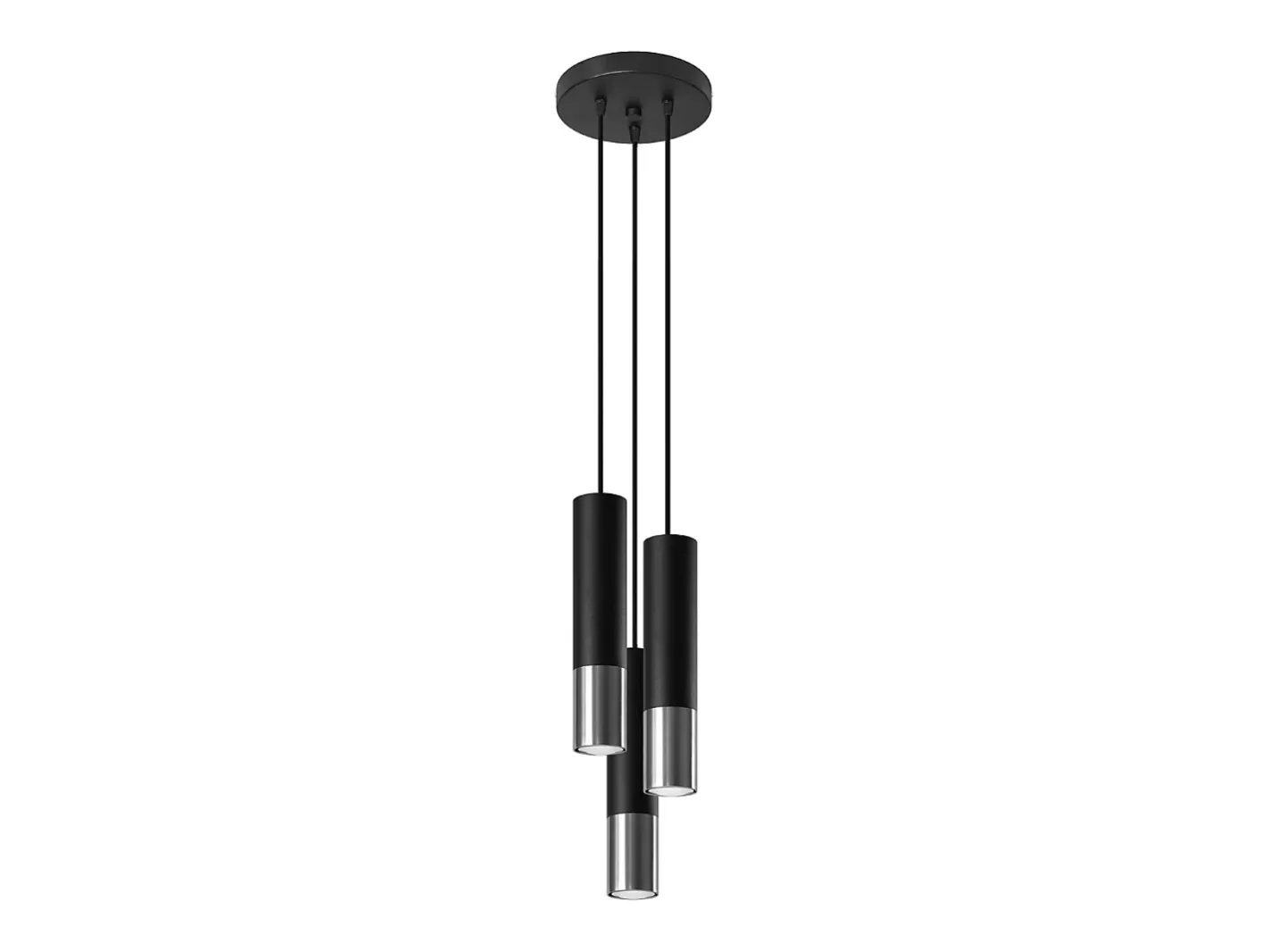Best Sollux Lighting Lámparas colgantes Zarpex moderno de acero - 3 fuentes luminosas 4000K - L.20 x A.90 cm - /cromo Negro