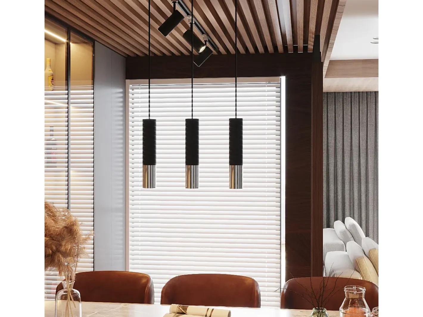 Best Sollux Lighting Lámparas colgantes Zarpex moderno de acero - 3 fuentes luminosas 4000K - L.20 x A.90 cm - /cromo Negro