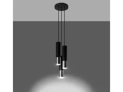 Best Sollux Lighting Lámparas colgantes Zarpex moderno de acero - 3 fuentes luminosas 4000K - L.20 x A.90 cm - /cromo Negro