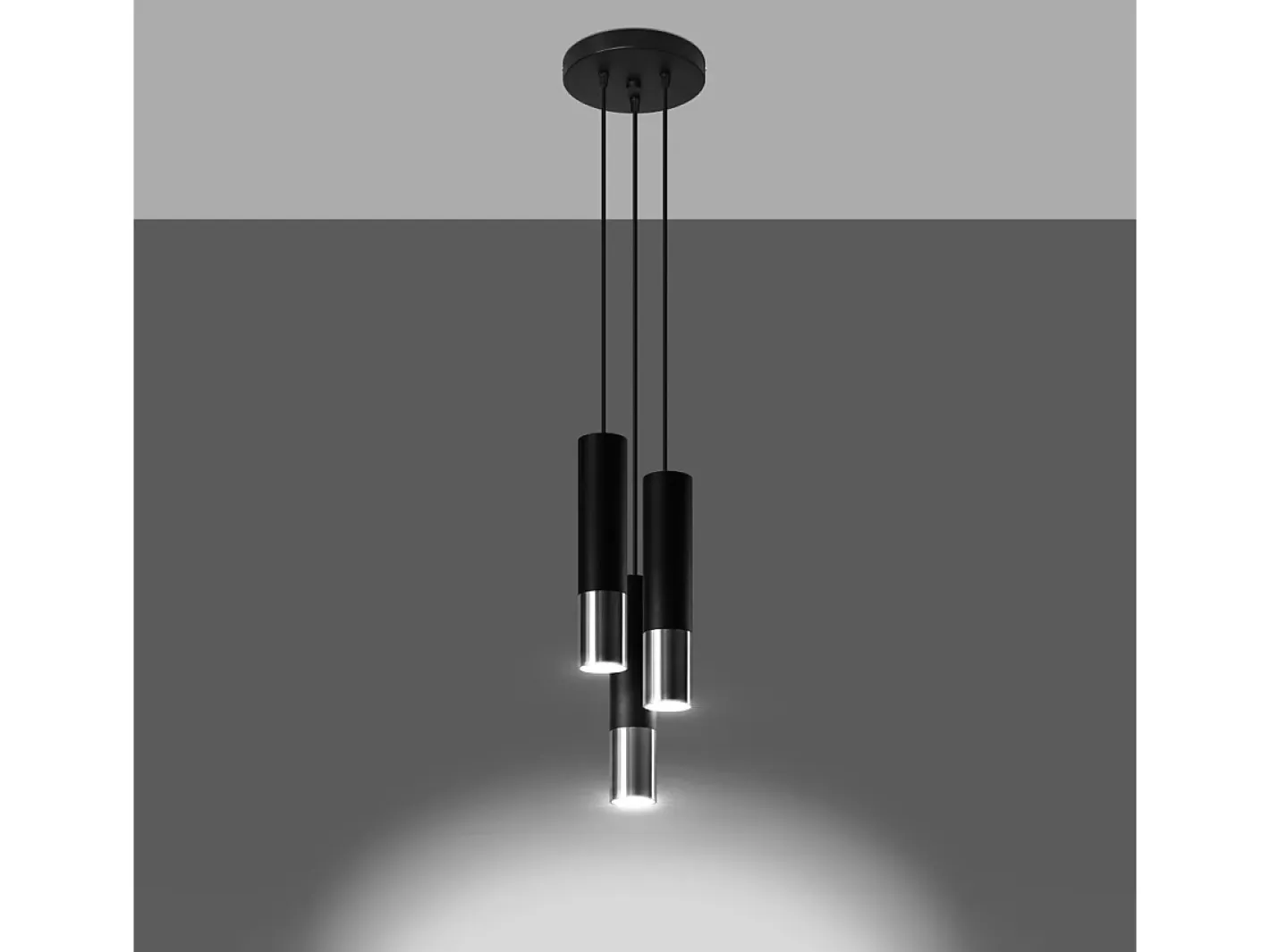 Best Sollux Lighting Lámparas colgantes Zarpex moderno de acero - 3 fuentes luminosas 4000K - L.20 x A.90 cm - /cromo Negro