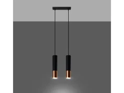 Sollux Lighting Lámpara Suspendida-Lámparas colgantes Zarpex moderno de acero - 2 fuentes luminosas 4000K - L.30 x A.90 cm - /cobre Negro