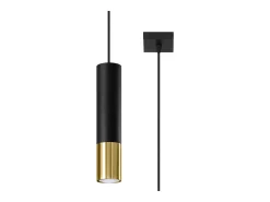 Sollux Lighting Lámparas colgantes Zarpex moderno de acero - 1 fuentes luminosas 3000K - L.8 x A.100 cm - oro Negro
