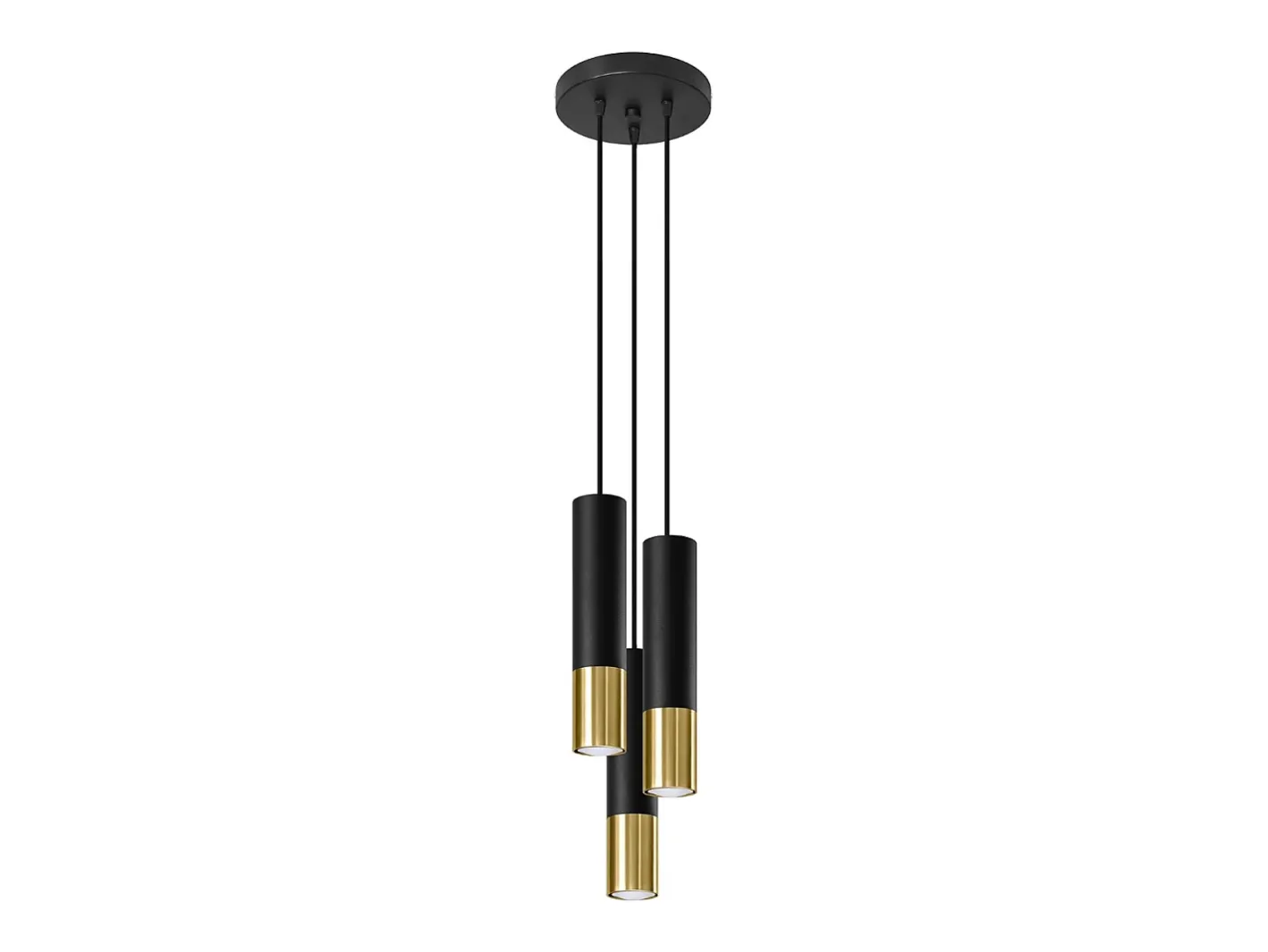 Outlet Sollux Lighting Lámparas colgantes Zarpex moderno de acero - 3 fuentes luminosas 4000K - L.20 x A.90 cm - oro Negro