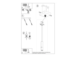 Clearance Sollux Lighting Lámparas colgantes Zarpex moderno de acero - 1 fuentes luminosas 3000K - L.8 x A.100 cm - /cobre Negro