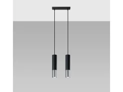 Sollux Lighting Lámpara Suspendida-Lámparas colgantes Zarpex moderno de acero - 2 fuentes luminosas 3000K - L.30 x A.90 cm - /cromo Negro