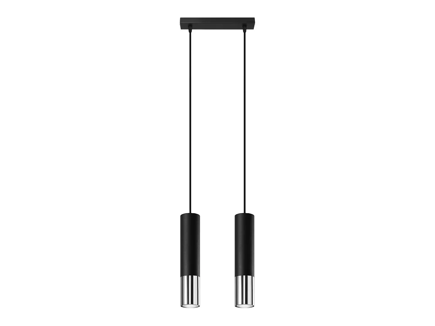 Sollux Lighting Lámpara Suspendida-Lámparas colgantes Zarpex moderno de acero - 2 fuentes luminosas 3000K - L.30 x A.90 cm - /cromo Negro