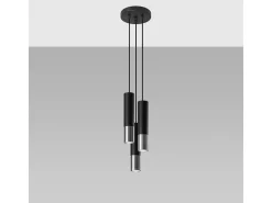 Sollux Lighting Lámparas colgantes Zarpex moderno de acero - 3 fuentes luminosas 3000K - L.20 x A.90 cm - /cromo Negro Discount