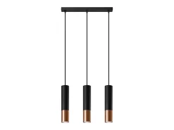 Outlet Sollux Lighting Lámparas colgantes Zarpex moderno de acero - 3 fuentes luminosas 3000K - L.45 x A.90 cm - /cobre Negro
