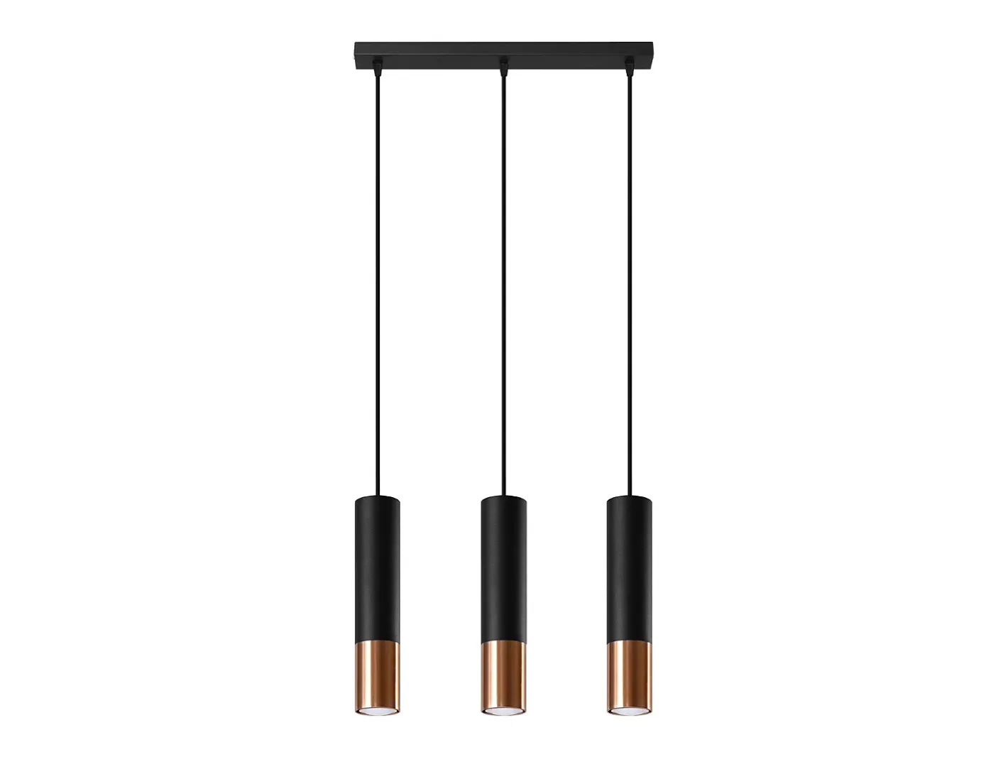 Outlet Sollux Lighting Lámparas colgantes Zarpex moderno de acero - 3 fuentes luminosas 3000K - L.45 x A.90 cm - /cobre Negro