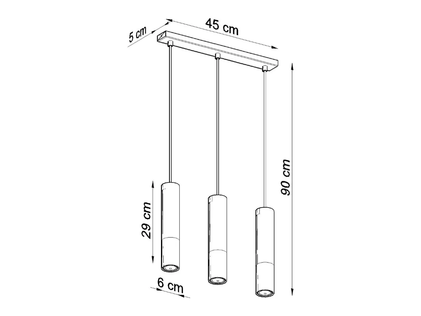 Outlet Sollux Lighting Lámparas colgantes Zarpex moderno de acero - 3 fuentes luminosas 3000K - L.45 x A.90 cm - /cobre Negro