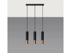 Outlet Sollux Lighting Lámparas colgantes Zarpex moderno de acero - 3 fuentes luminosas 3000K - L.45 x A.90 cm - /cobre Negro