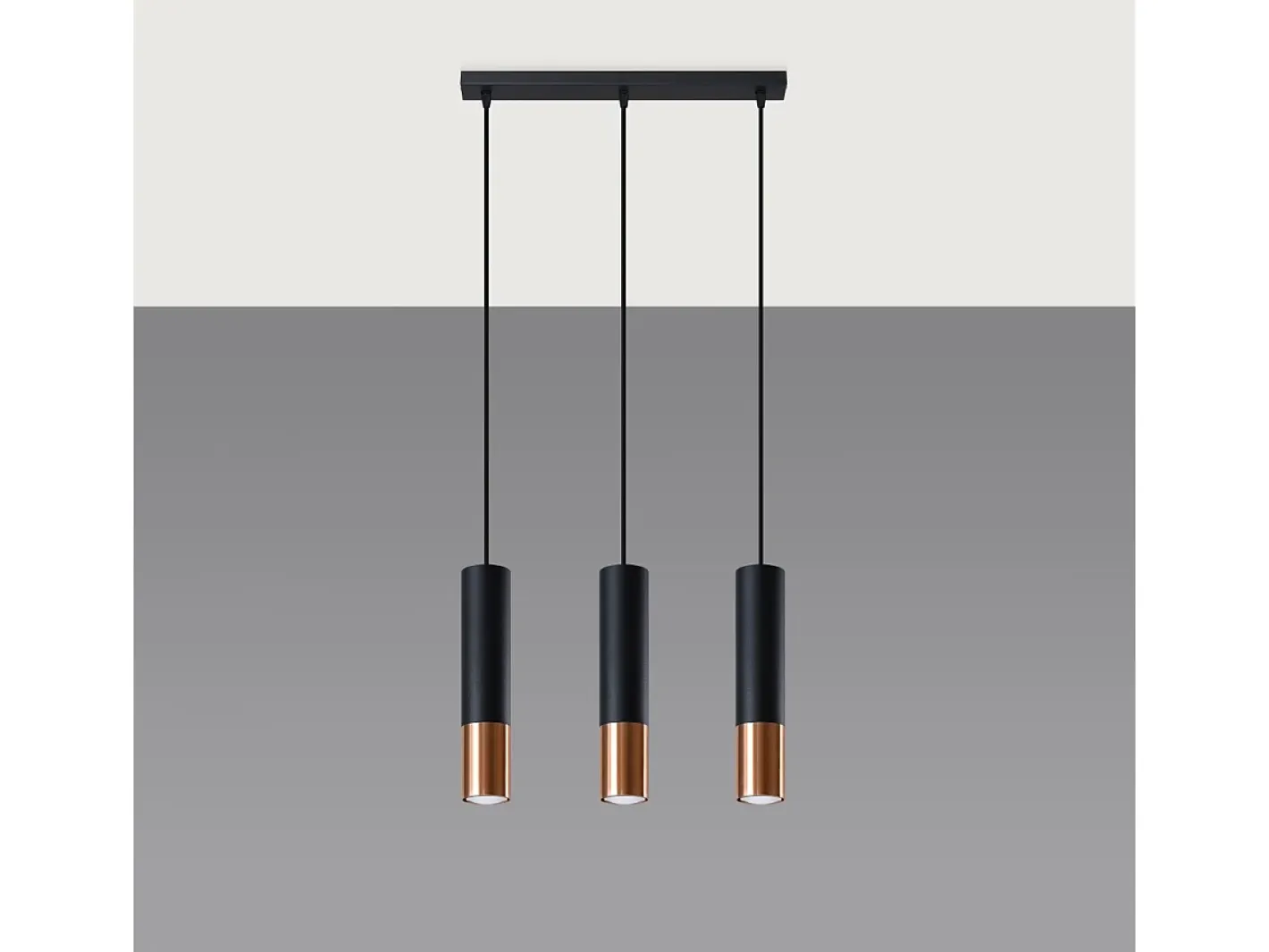 Outlet Sollux Lighting Lámparas colgantes Zarpex moderno de acero - 3 fuentes luminosas 3000K - L.45 x A.90 cm - /cobre Negro
