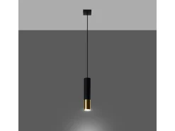 Sollux Lighting Lámpara Suspendida-Lámparas colgantes Zarpex moderno de acero - 1 fuentes luminosas 4000K - L.8 x A.100 cm - oro Negro