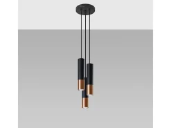 Sollux Lighting Lámpara Suspendida-Lámparas colgantes Zarpex moderno de acero - 3 fuentes luminosas 3000K - L.20 x A.90 cm - /cobre Negro