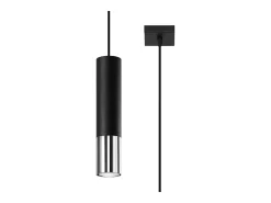 Sollux Lighting Lámpara Suspendida-Lámparas colgantes Zarpex moderno de acero - 1 fuentes luminosas 3000K - L.8 x A.100 cm - /cromo Negro