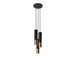 Sollux Lighting Lámpara Suspendida-Lámparas colgantes Zarpex moderno de acero - 3 fuentes luminosas 4000K - L.20 x A.90 cm - /cobre Negro