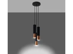 Sollux Lighting Lámpara Suspendida-Lámparas colgantes Zarpex moderno de acero - 3 fuentes luminosas 4000K - L.20 x A.90 cm - /cobre Negro