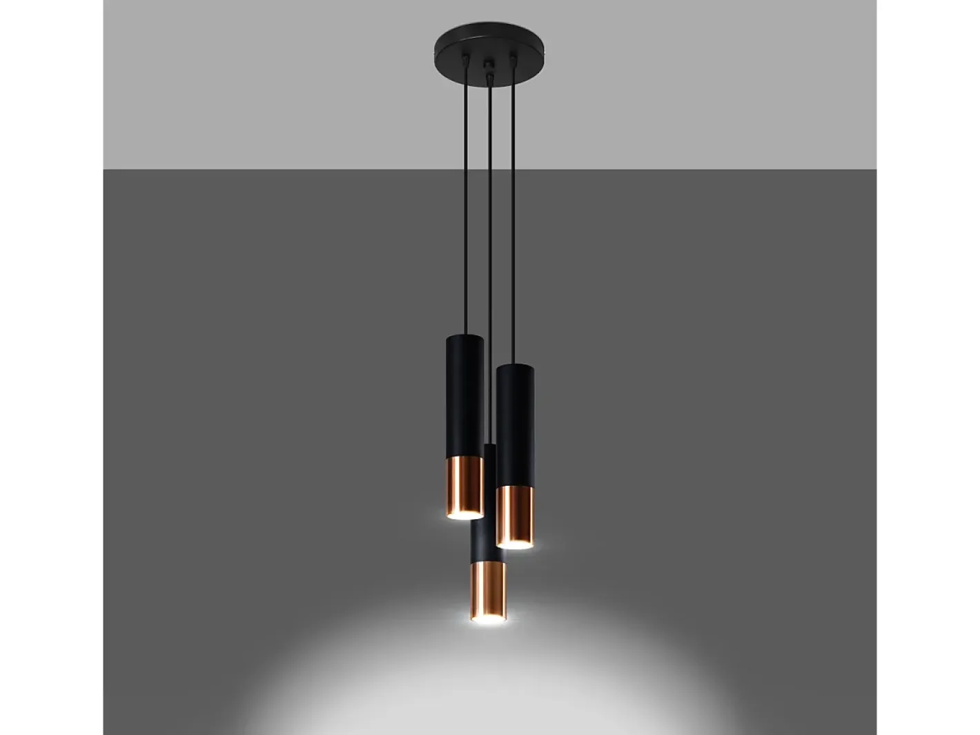 Sollux Lighting Lámpara Suspendida-Lámparas colgantes Zarpex moderno de acero - 3 fuentes luminosas 4000K - L.20 x A.90 cm - /cobre Negro