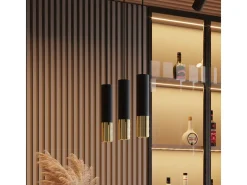 Hot Sollux Lighting Lámparas colgantes Zarpex moderno de acero - 2 fuentes luminosas 3000K - L.30 x A.90 cm - oro Negro