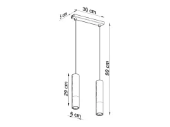 Hot Sollux Lighting Lámparas colgantes Zarpex moderno de acero - 2 fuentes luminosas 3000K - L.30 x A.90 cm - oro Negro