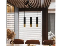 Hot Sollux Lighting Lámparas colgantes Zarpex moderno de acero - 2 fuentes luminosas 3000K - L.30 x A.90 cm - oro Negro
