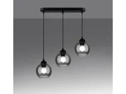 Online Sollux Lighting Lámparas colgantes Zelaro moderno de acero - 3 fuentes luminosas 4000K - L.45 x A.117 cm - Negro