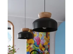 Sollux Lighting Lámpara Suspendida-Lámparas colgantes Zeleron escandinavo de madera/acero - 1 fuentes luminosas 4000K - L.29,5 x A.130 cm - /madera natural Negro