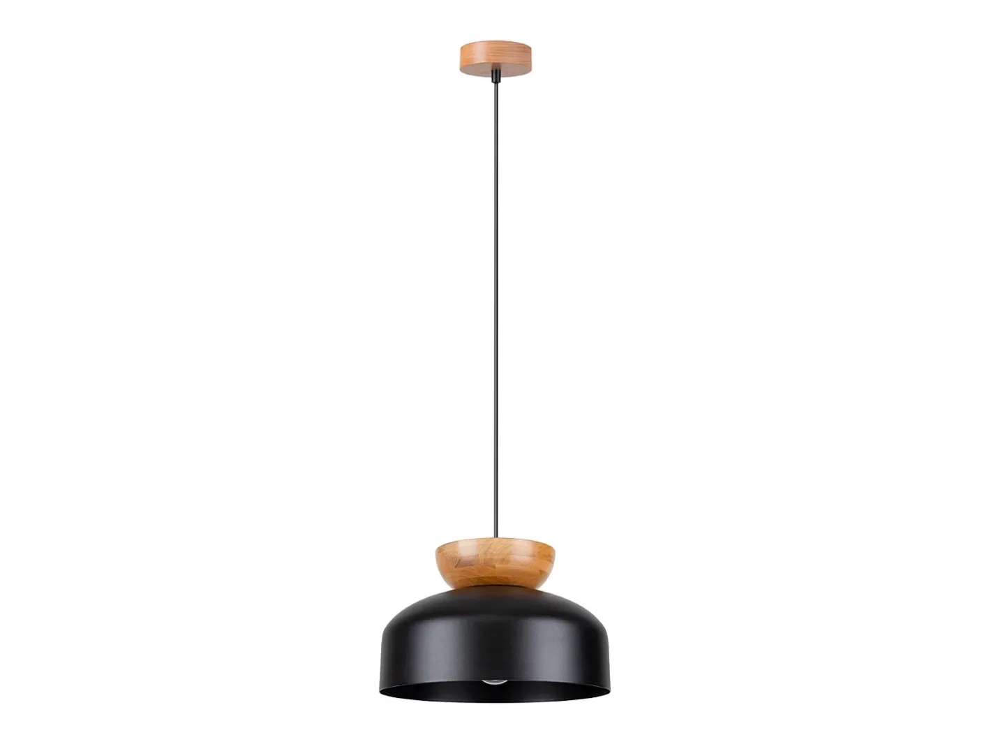 Sollux Lighting Lámpara Suspendida-Lámparas colgantes Zeleron escandinavo de madera/acero - 1 fuentes luminosas 4000K - L.29,5 x A.130 cm - /madera natural Negro