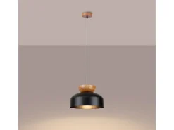 Sollux Lighting Lámpara Suspendida-Lámparas colgantes Zeleron escandinavo de madera/acero - 1 fuentes luminosas 4000K - L.29,5 x A.130 cm - /madera natural Negro
