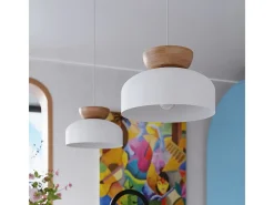 Sollux Lighting Lámparas colgantes Zeleron escandinavo de madera/acero - 1 fuentes luminosas 3000K - L.29,5 x A.130 cm - /madera natural Blanco Online