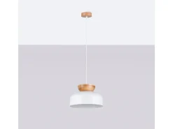 Sollux Lighting Lámparas colgantes Zeleron escandinavo de madera/acero - 1 fuentes luminosas 3000K - L.29,5 x A.130 cm - /madera natural Blanco Online