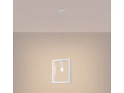 Sollux Lighting Lámpara Suspendida-Lámparas colgantes Zodiara escandinavo de acero/madera - 1 fuentes luminosas 4000K - L.24 x A.133 cm - Blanco