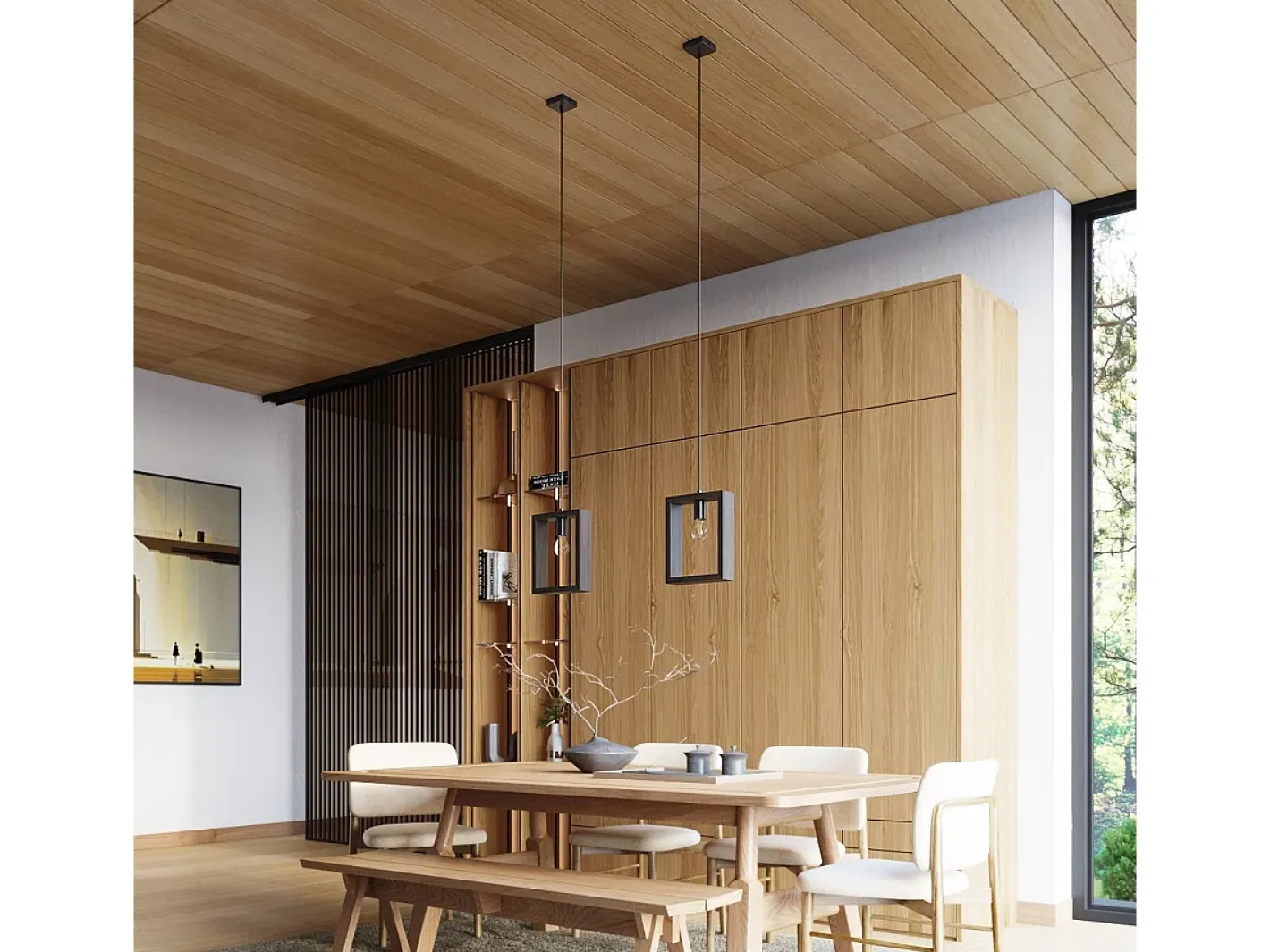 Best Sollux Lighting Lámparas colgantes Zodiara escandinavo de acero/madera - 1 fuentes luminosas 4000K - L.24 x A.133 cm - wengué Beige