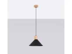 New Sollux Lighting Lámparas colgantes Zorra escandinavo de acero - 1 fuentes luminosas 3000K - L.30 x A.120 cm - Negro